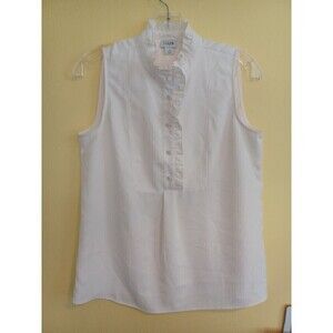 J. Crew ivory ruffle trim tank womens 2 feminine capsule top blouse minimalist